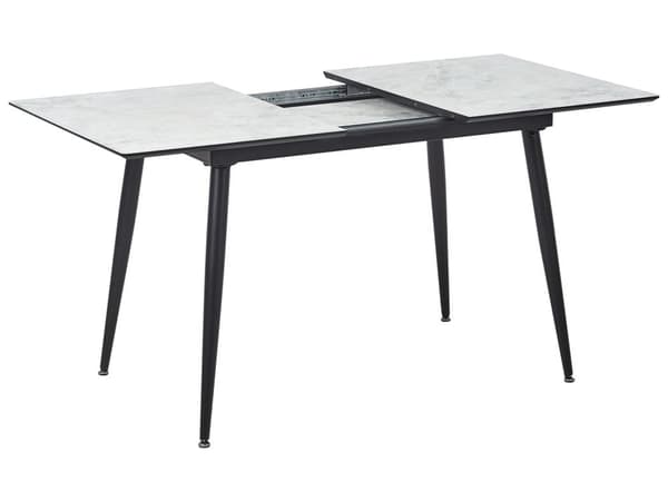 Matbord Svart Vit MDF Järn 120/150 x 80 cm Marmor Effekt Utdragbar Topp Metallben Rektangulär Modern Design