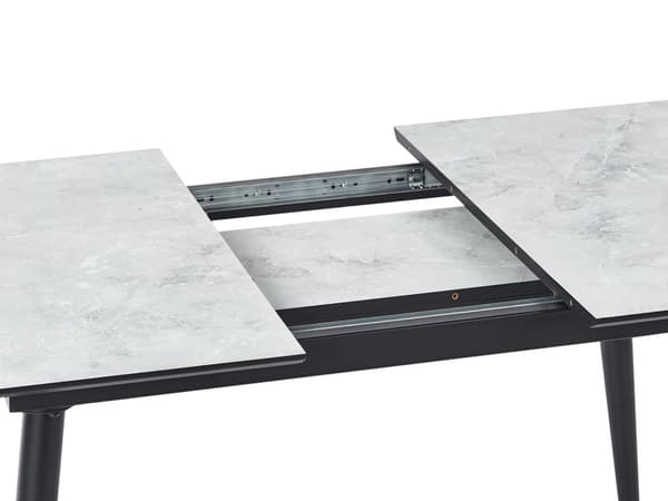 Matbord Svart Vit MDF Järn 120/150 x 80 cm Marmor Effekt Utdragbar Topp Metallben Rektangulär Modern Design
