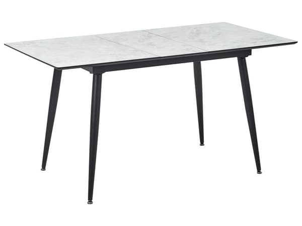 Matbord Svart Vit MDF Järn 120/150 x 80 cm Marmor Effekt Utdragbar Topp Metallben Rektangulär Modern Design
