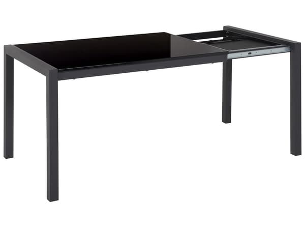 Matbord Svart Metall 120/160 x 80 cm Traditionell Design Utdragbart Glansig Lackerad Finish