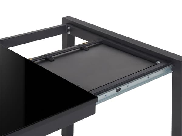 Matbord Svart Metall 120/160 x 80 cm Traditionell Design Utdragbart Glansig Lackerad Finish