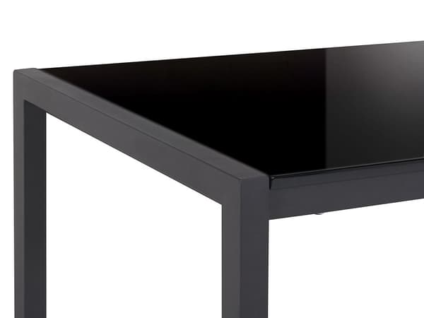Matbord Svart Metall 120/160 x 80 cm Traditionell Design Utdragbart Glansig Lackerad Finish