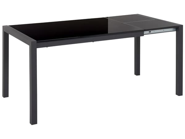 Matbord Svart Metall 120/160 x 80 cm Traditionell Design Utdragbart Glansig Lackerad Finish