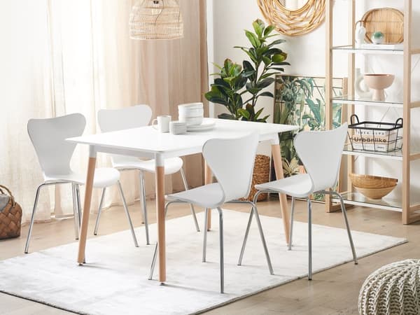 Matbord Vit med Ljus trä MDF Bokträ Ben 120-150 cm Utdragbart Vardagsrum 4 Personer