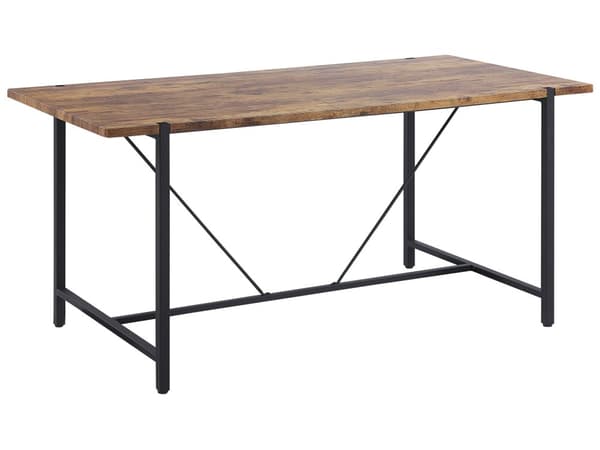 Matbord Mörk Trä Topp Svarta Metallben 160 x 80 cm 4-sits Rektangulär Industriell