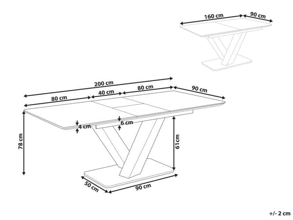 Jatkettava ruokapöytä valkoinen MDF lasilevyllä 160/200 x 90 cm moderni tyyli