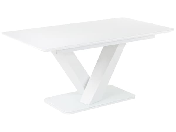 Jatkettava ruokapöytä valkoinen MDF lasilevyllä 160/200 x 90 cm moderni tyyli