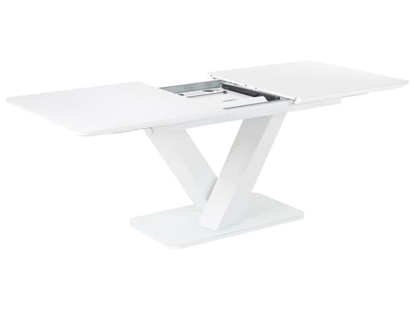 Jatkettava ruokapöytä valkoinen MDF lasilevyllä 160/200 x 90 cm moderni tyyli