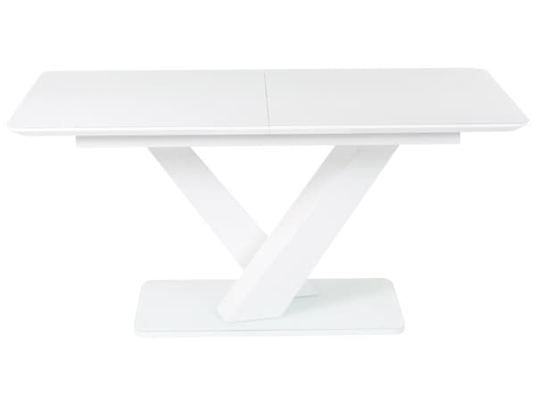 Jatkettava ruokapöytä valkoinen MDF lasilevyllä 160/200 x 90 cm moderni tyyli