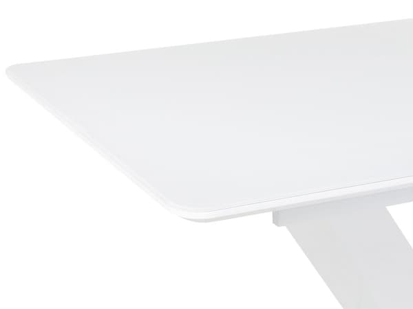 Jatkettava ruokapöytä valkoinen MDF lasilevyllä 160/200 x 90 cm moderni tyyli