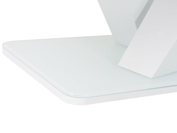 Jatkettava ruokapöytä valkoinen MDF lasilevyllä 160/200 x 90 cm moderni tyyli