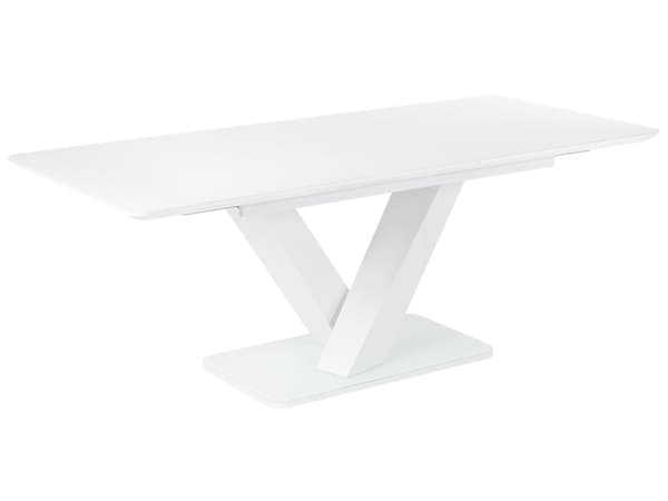 Jatkettava ruokapöytä valkoinen MDF lasilevyllä 160/200 x 90 cm moderni tyyli