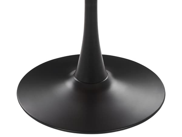 Matbord Mörkt Trä med Svart MDF Skiva Metallbas 90 cm Industriell Rund Köksbord