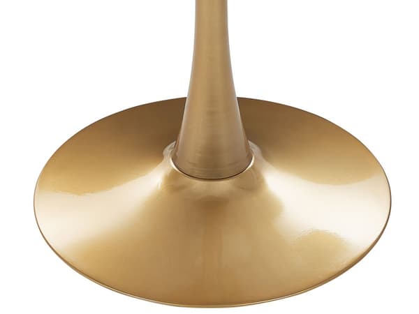 Matbord Vit Marmor med Guld MDF Skiva Metallbas 90 cm Industriell Runt Köksbord