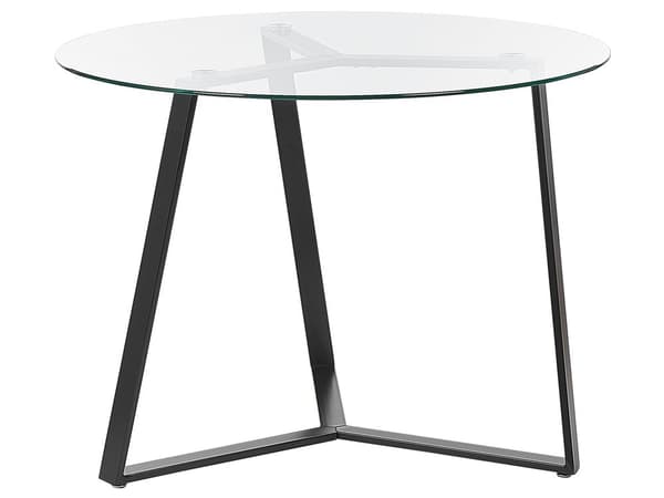 Ruokapöytä lasi/musta 100 x 100 x 74 cm karkaistu lasi rauta 4 hengelle pyöreä