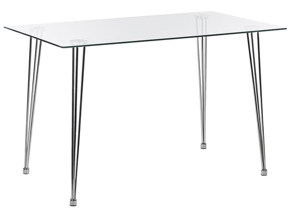 Ruokapöytä lasi/hopea 120 x 70 x 74 cm karkaistu lasi rauta 4 hengelle suorakulmainen