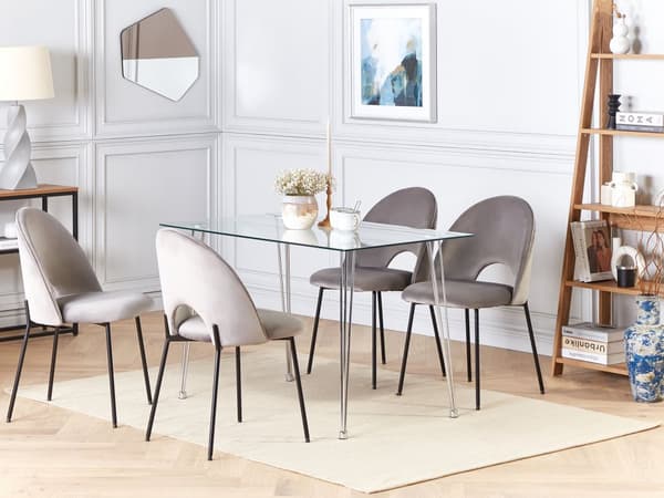 Matbord Silver Härdat Glas Rektangulär 120 x 70 cm 4 personer Modern Design
