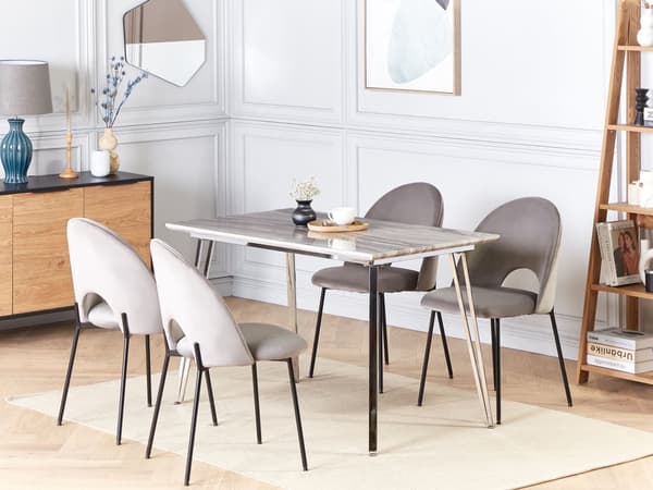 Matbord Silver Ben MDF Marmor Effekt Rektangulär 120 x 70 cm 4 Personer Kapacitet Modern Design