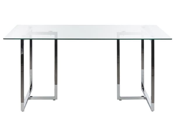 Matbord Silver Härdad Glasskiva Rektangulär 160 x 90 cm 6 Personer Kapacitet Modern Design