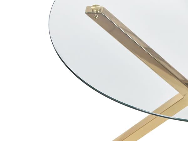 Matbord Guld med Bordsskiva i Härdat Glas Rund ⌀ 90 cm 4 personer Modern design Kök Matsal