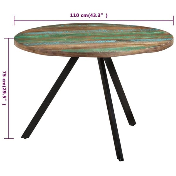 vidaXL spisebord 110x75 cm massivt genbrugstræ