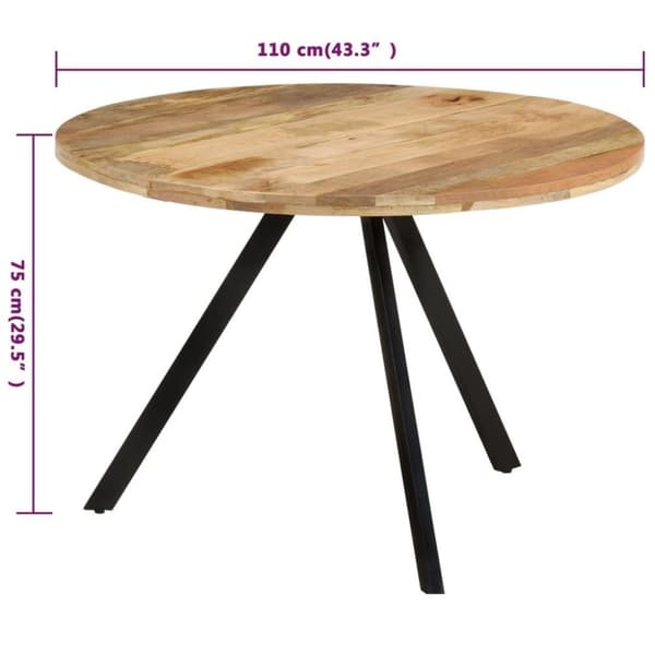 vidaXL spisebord 110x75 cm massivt mangotræ