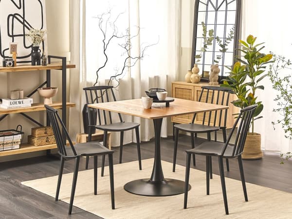 Lyst træ Firkantet Bistrobord 90 cm til Køkkenalrum Industriel Moderne Stil til 4 Personer