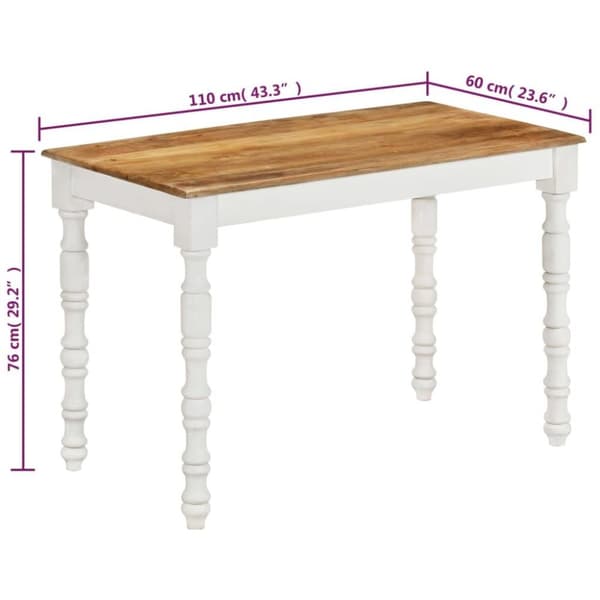 vidaXL spisebord 160x60x76 cm massivt mangotræ