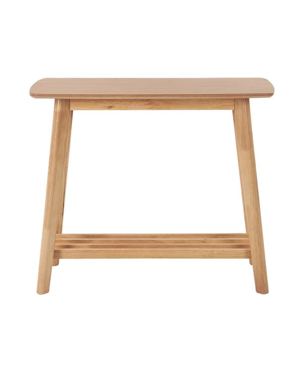 Konsolipöytä vaalea puu 90 x 75 x 40 cm MDF-levy kumipuu hylly suorakulmainen