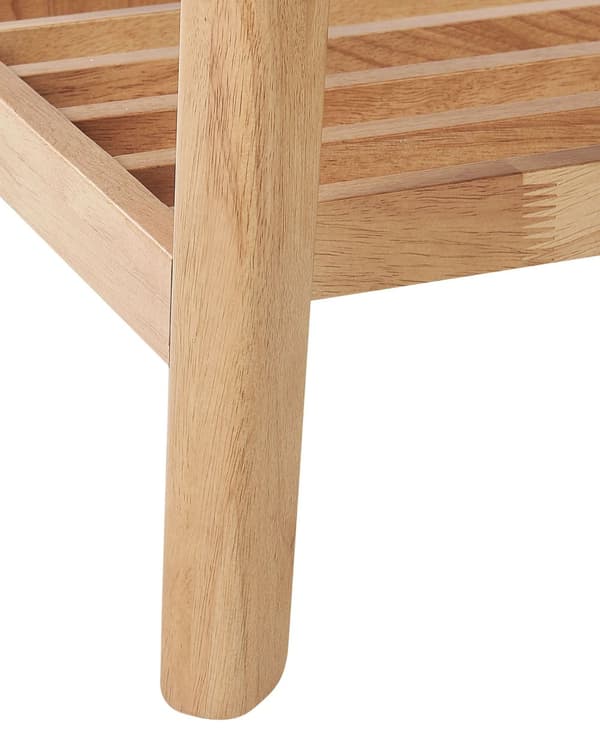 Konsolipöytä vaalea puu 90 x 75 x 40 cm MDF-levy kumipuu hylly suorakulmainen