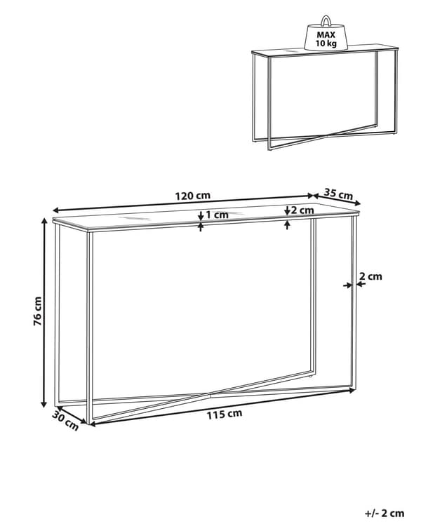 Konsolipöytä kultainen 120 x 76 x 35 cm teräsrunko valkoinen marmorikuvio karkaistu lasitaso