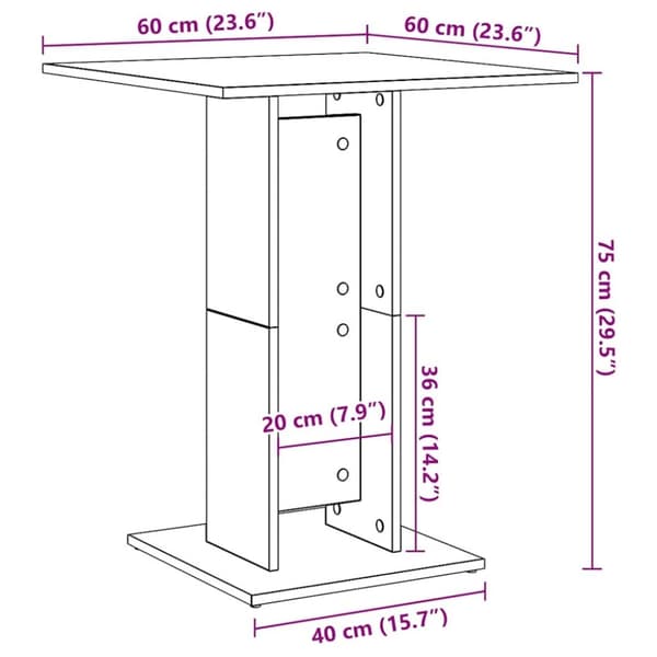 vidaXL bistrobord 60x60x75 cm konstrueret træ grå sonoma-eg