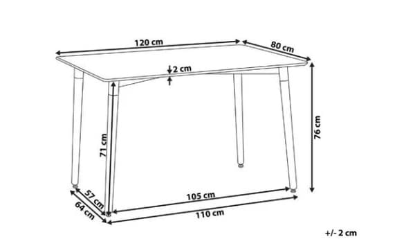 Modernt bord - 120x80 cm - vitt - skandinavisk design