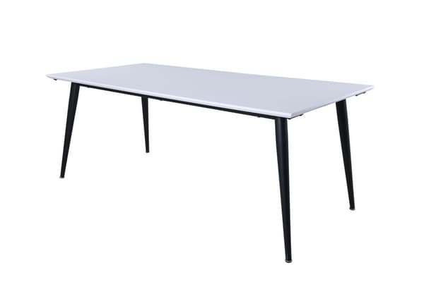 Jimmy spisebord 90x195/285cm inkl. tillægsplader HPL hvid, sort.