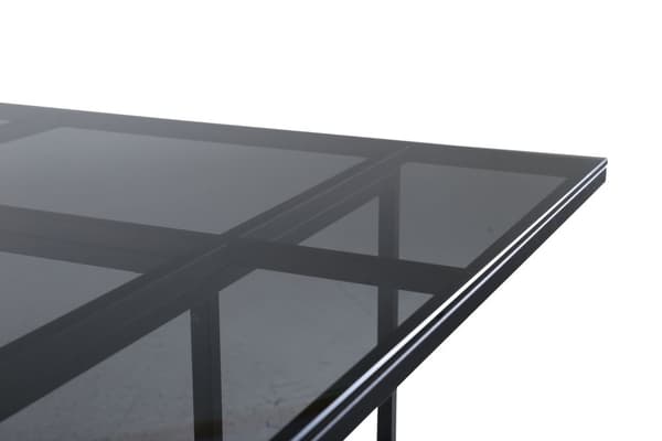 Leif matbord 90x200cm svart klarglas.