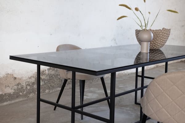 Leif matbord 90x200cm svart klarglas.