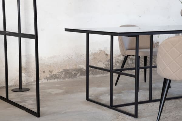 Leif spisebord 90x200cm glass klar svart .