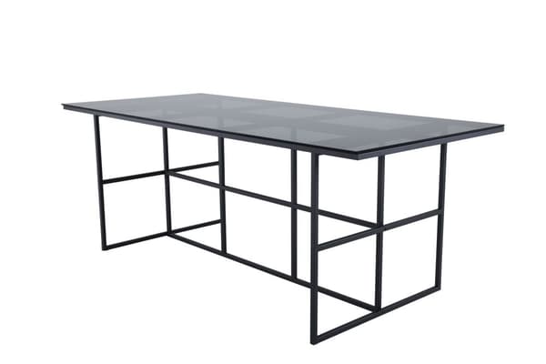 Leif spisebord 90x200cm glass klar svart .