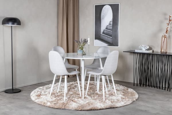 Plaza spisebord Ø100cm hvit .