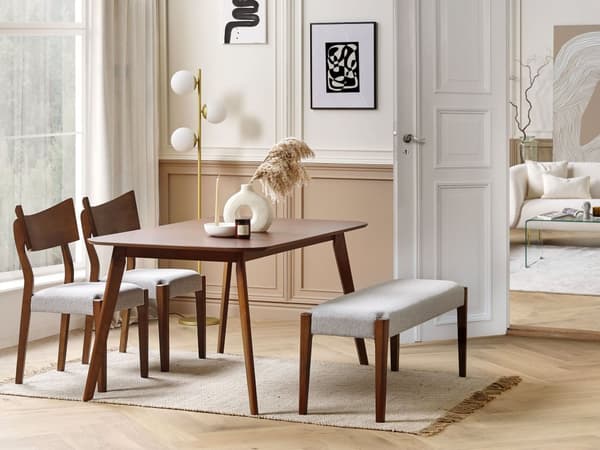 Spisebord Mørkt Træ MDF 150 x 90 cm 6 Personers Rektangulær Bord Skandinavisk Traditionel Retro Inspiration Køkken Spisestue Indretning