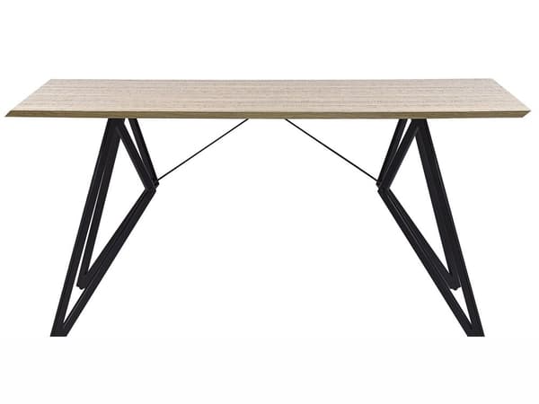Spisebord Lyst tre Svart metall 160 x 90 cm 4 personer Industriell stil Kjøkken Spisestue