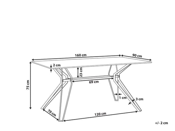 Spisebord Marmoreffekt Finér Svart Metallben Herdet Glassplate Rektangulær 160 x 90 cm Moderne Design
