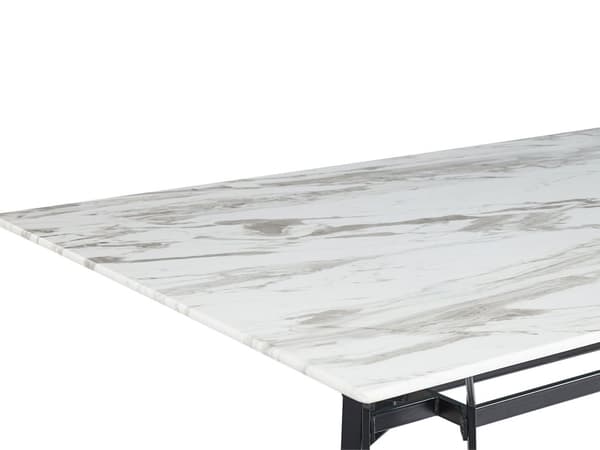 Spisebord Marmoreffekt Finér Svart Metallben Herdet Glassplate Rektangulær 160 x 90 cm Moderne Design