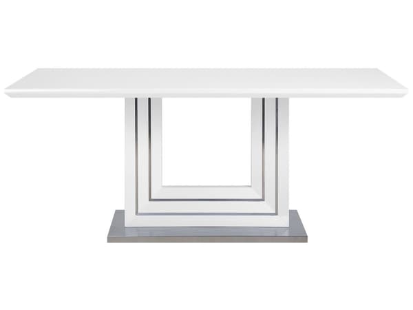 Spisebord Hvit MDF 180 x 90 cm Høyglanset stålunderstell Stue Moderne Design