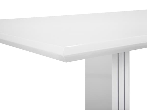 Spisebord Hvit MDF 180 x 90 cm Høyglanset stålunderstell Stue Moderne Design