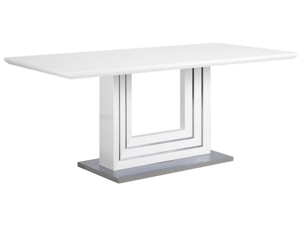 Spisebord Hvit MDF 180 x 90 cm Høyglanset stålunderstell Stue Moderne Design