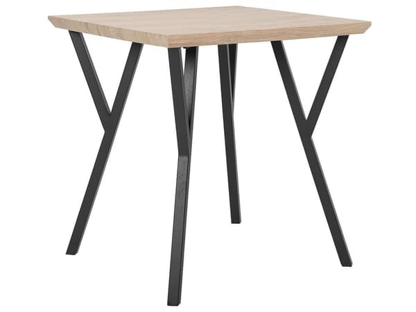 Spisebord lyst tre 70 x 70 cm svart metallben industriell