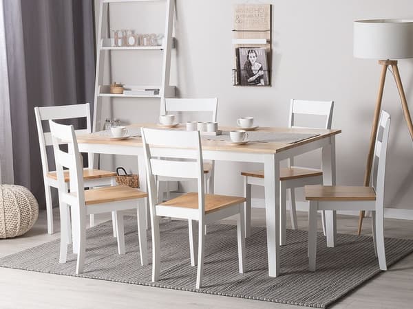 Spisebord Lyst Tre Hvit 75 x 150 x 90 cm Treben Bordplate Kjøkkenbord