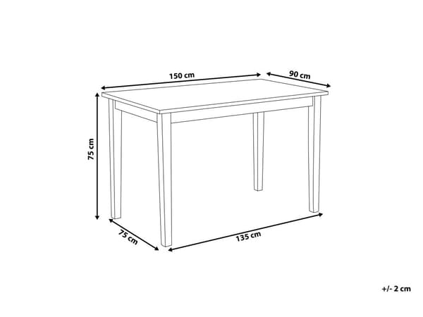 Spisebord Lyst Tre Svart 75 x 150 x 90 cm Treben Bordplate Kjøkkenbord