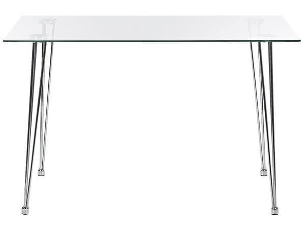 Spisebord Sølv Glassplate 120 x 70 cm Rektangulær Moderne Design
